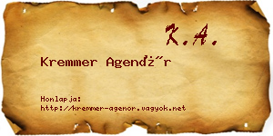 Kremmer Agenór névjegykártya